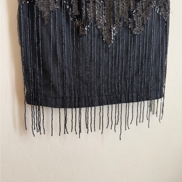 Symphony Women’s Beaded Fringe Sleeveless Cocktail Formal Mini Dress Black M - Picture 4 of 9